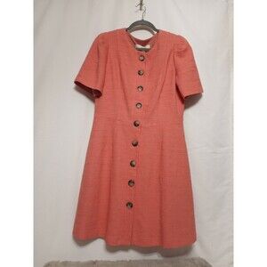 Gal Meets Glam Women S. 12.Tweed Button Front CoralSalmón. Short Sleeve Dress